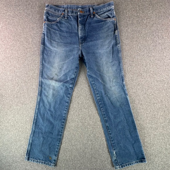 Wrangler Other - Wrangler Jeans Mens 34x32 936PWD Cowboy Cut Slim Fit Blue Denim Distressed